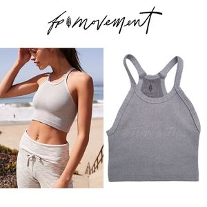 NWOT! Free People Movement Happiness Runs Crop Tank Top in Heather Grey Size M/L